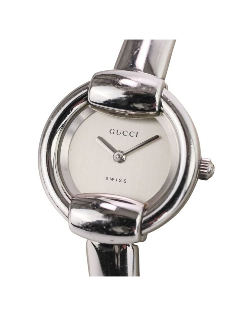 Gucci Quartz Bangle Watch Silver Dial Pre Owned